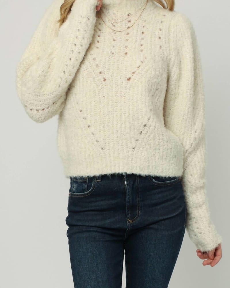 Front of a model wearing a size XL Madison Crewneck Sweater in Cream in Cream by DEAR JOHN DENIM. | dia_product_style_image_id:346121